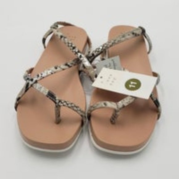 A New Day Eden Snake Print Strappy Toe Loop Sandals Gray 11 - Picture 4 of 6
